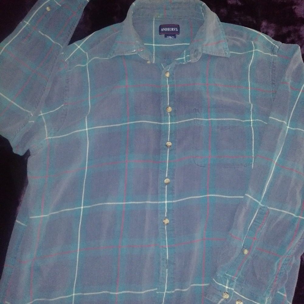 Men's extra large 100% cotton plaid button-down sh